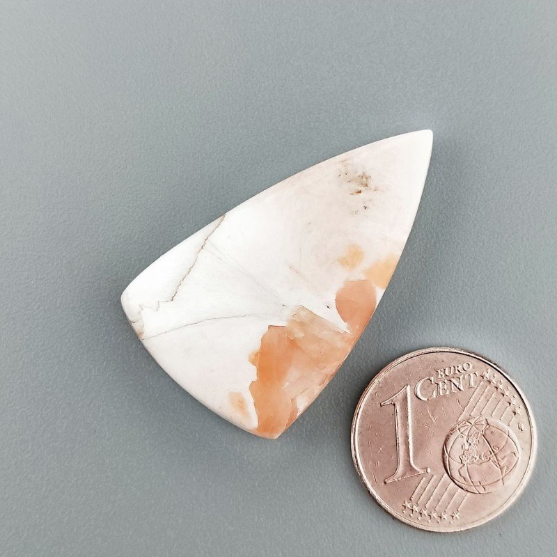 Cabochon di Scolecite Rosa Naturale Fantasia, Piatto e Liscio, 29x17 mm, 3,90 g, Fatto a Mano