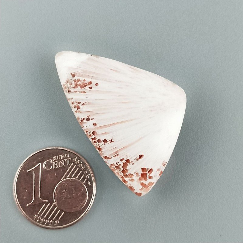 Scolecite Rosa Naturale Forma Fantasia Piatto Cabochon Liscio Fatto a Mano 31X20mm 5,82gm 1pz