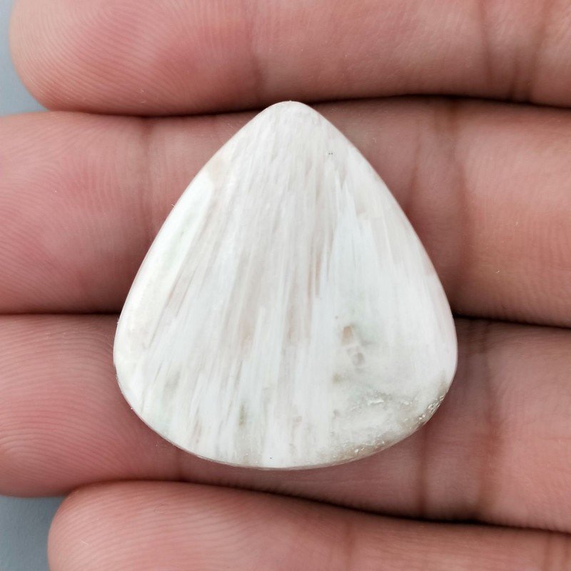 Scolecite Rosa Naturale Forma Goccia Piatto Cabochon Liscio Fatto a Mano 28X26X5mm 4,30gm 1pz