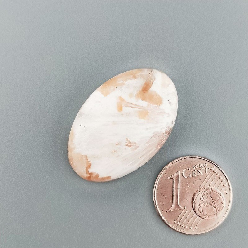 Scolecite Rosa Naturale Forma Ovale Piatto Cabochon Liscio Fatto a Mano 28X18X5mm 3,50gm 1pz
