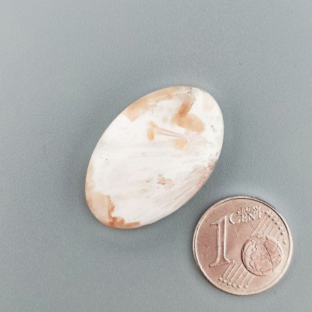Scolecite Rosa Naturale Forma Ovale Piatto Cabochon Liscio Fatto a Mano 28X18X5mm 3,50gm 1pz