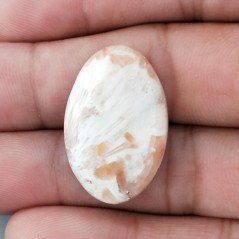 Scolecite Rosa Naturale Forma Ovale Piatto Cabochon Liscio Fatto a Mano 28X18X5mm 3,50gm 1pz