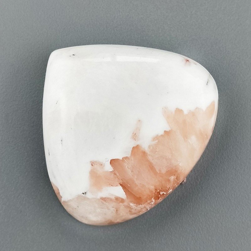 Scolecite Rosa Naturale Forma Goccia Piatto Cabochon Liscio Fatto a Mano 30X27mm 8,30gm 1pz