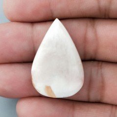 Cabochon di Scolecite Rosa Naturale Goccia, Piatto e Liscio, 29x20 mm, 4,79 g, Fatto a Mano