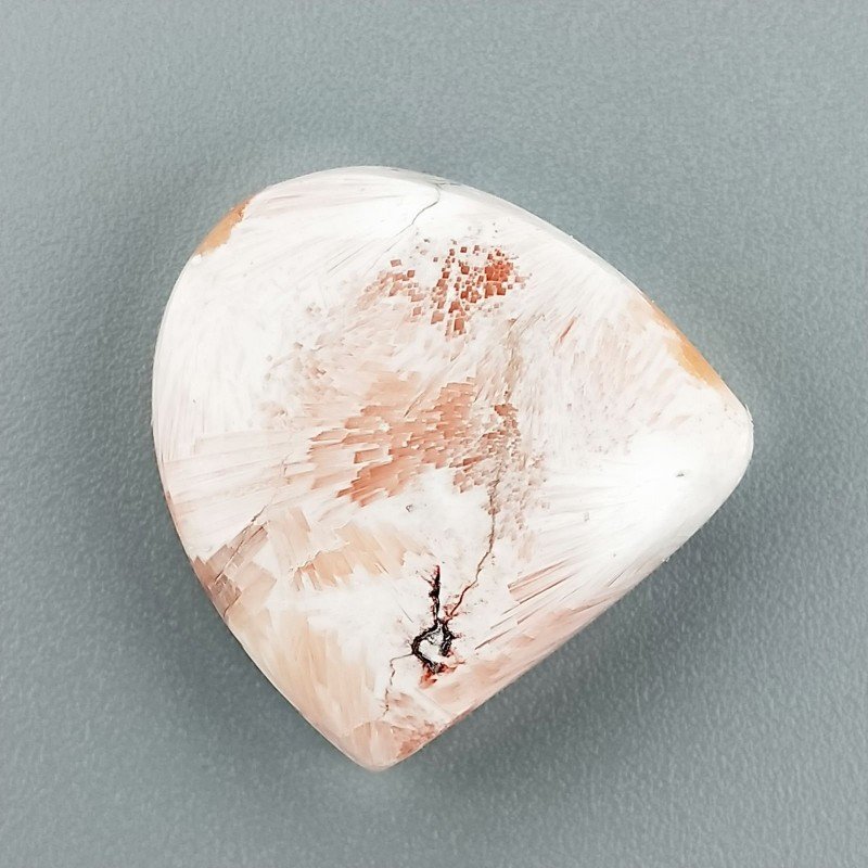 Scolecite Rosa Naturale Forma Fantasia Piatto Cabochon Liscio Fatto a Mano 25X21X5mm 4,00gm 1pz