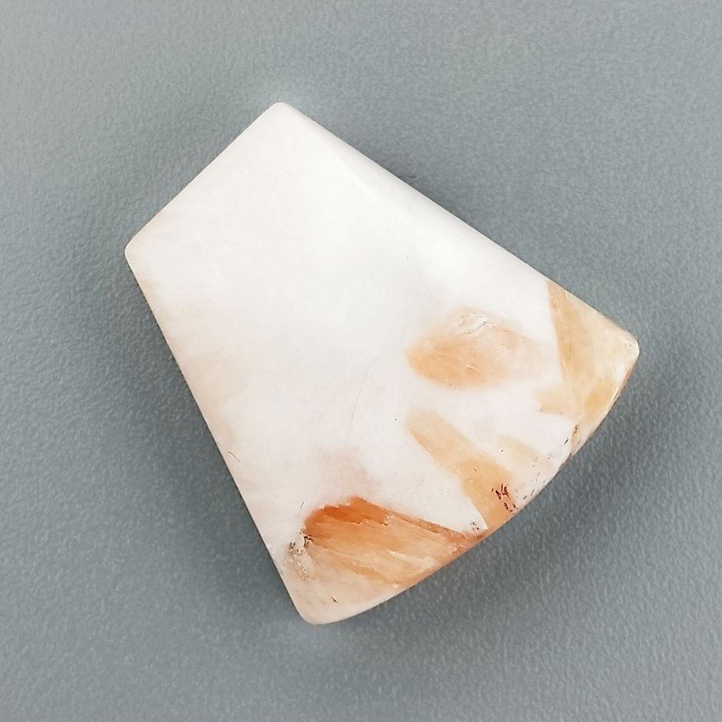 Scolecite Rosa Naturale Forma Fantasia Piatto Cabochon Liscio Fatto a Mano 22X20mm 3,01gm 1pz