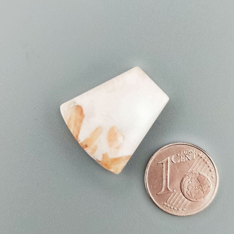 Scolecite Rosa Naturale Forma Fantasia Piatto Cabochon Liscio Fatto a Mano 22X20mm 3,01gm 1pz