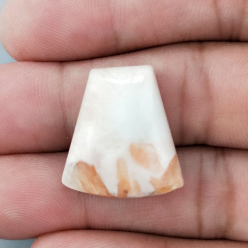Scolecite Rosa Naturale Forma Fantasia Piatto Cabochon Liscio Fatto a Mano 22X20mm 3,01gm 1pz