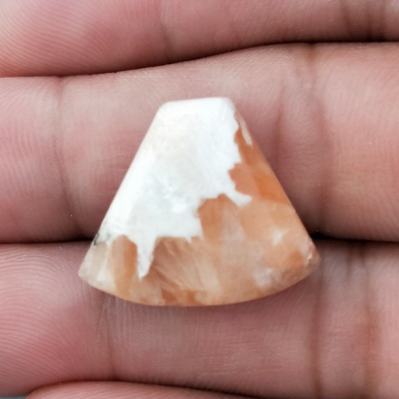 Scolecite Rosa Naturale Forma Fantasia Piatto Cabochon Liscio Fatto a Mano 21X18mm 3,03gm 1pz