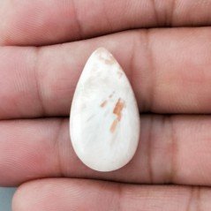 Cabochon di Scolecite Rosa Naturale Goccia, Piatto e Liscio, 25x14x5 mm, 2,55 g, Fatto a Mano