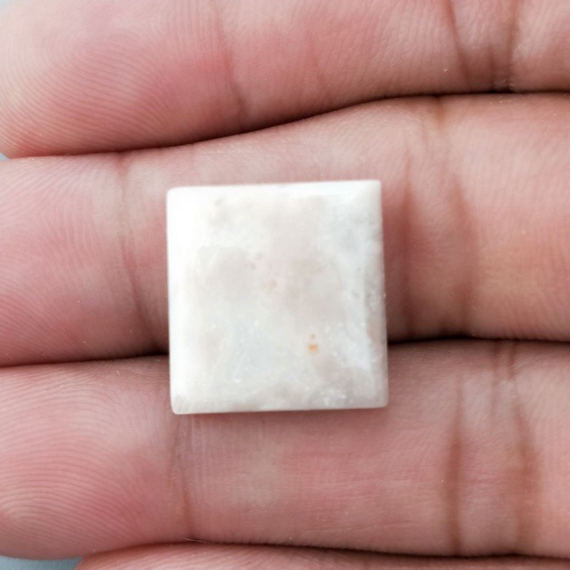 Scolecite Rosa Naturale Forma Quadrato Piatto Cabochon Liscio Fatto a Mano 16X16X5mm 2,40gm 1pz