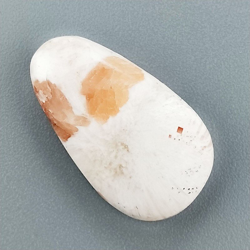 Scolecite Rosa Naturale Forma Goccia Piatto Cabochon Liscio Fatto a Mano 23X13mm 1,84gm 1pz