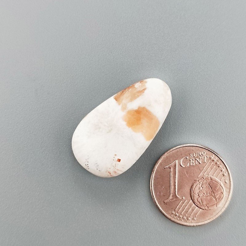 Cabochon di Scolecite Rosa Naturale Goccia, Piatto e Liscio, 23x13 mm, 1,84 g, Fatto a Mano