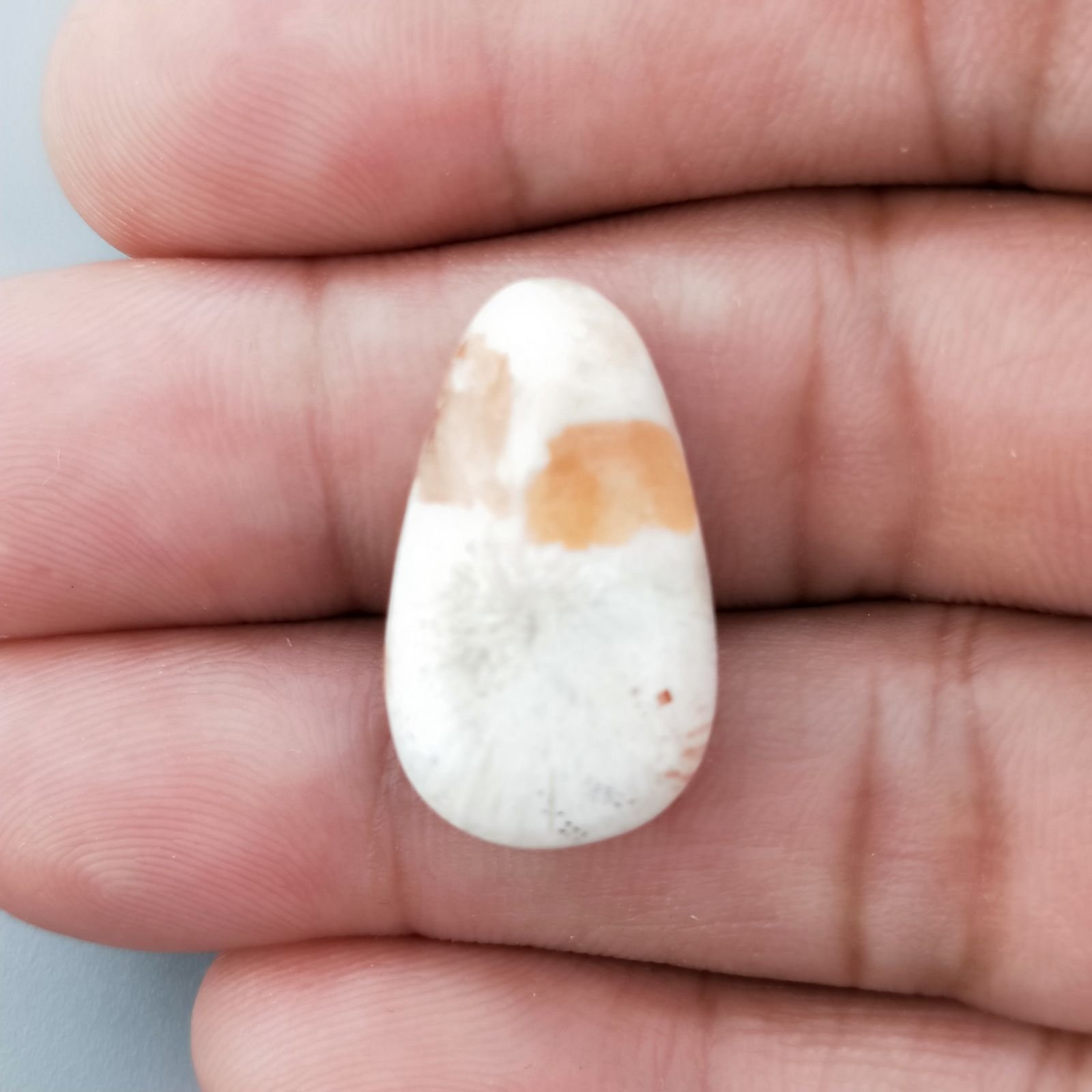Scolecite Rosa Naturale Forma Goccia Piatto Cabochon Liscio Fatto a Mano 23X13mm 1,84gm 1pz