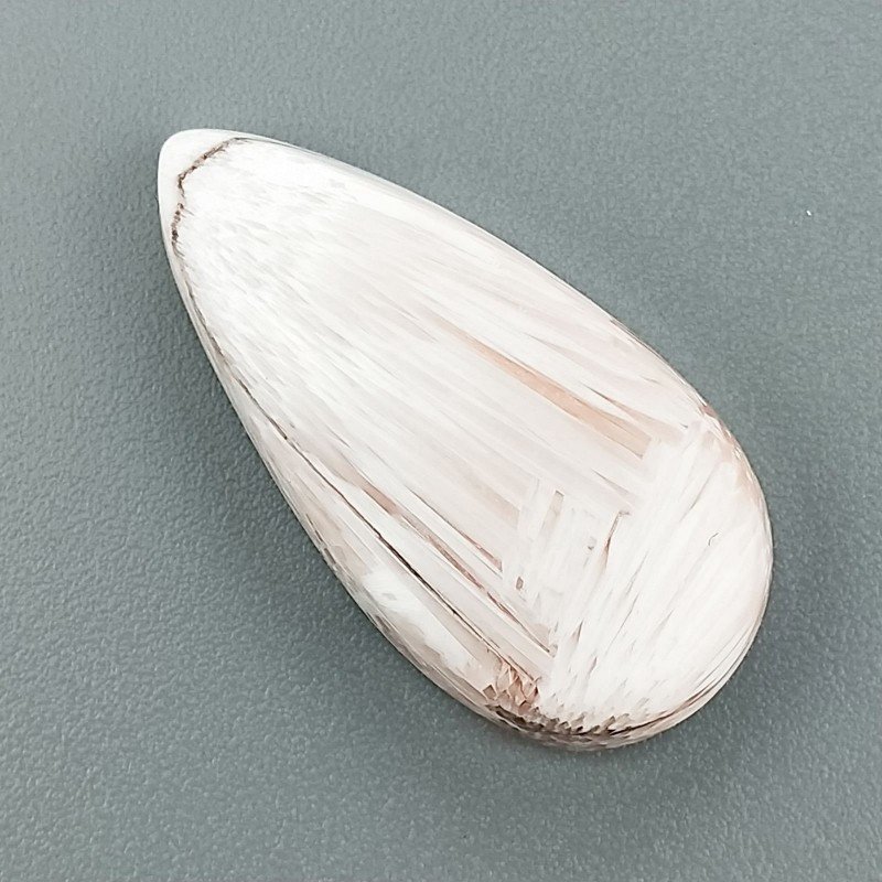 Scolecite Rosa Naturale Forma Goccia Piatto Cabochon Liscio Fatto a Mano 26X13X4mm 2,20gm 1pz