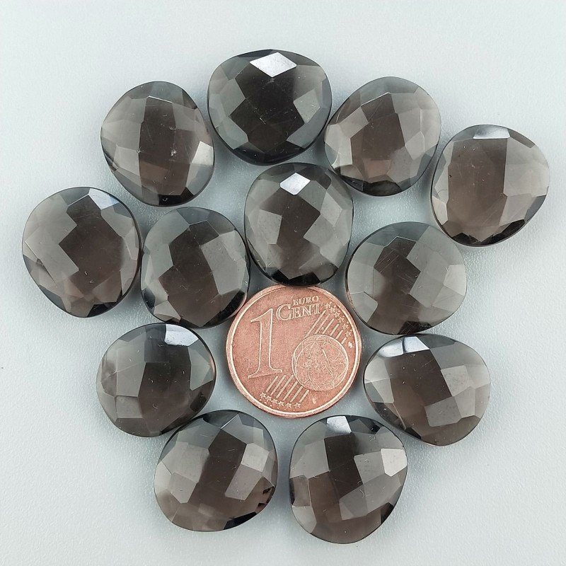 Briolette di Quarzo Fumé, Forma Irregolare, Sfaccettata a Mano, 12-16 mm