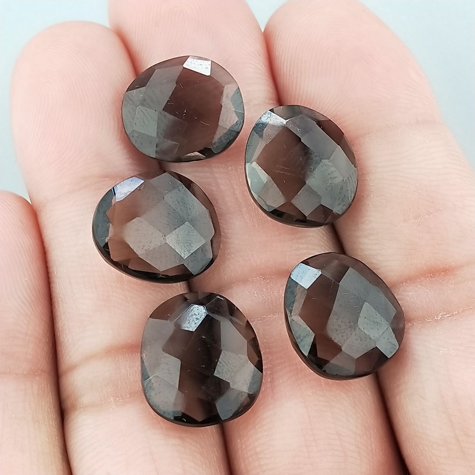 Quarzo Fume Briolette Forma Irregolare Sfaccettato Fatto a Mano 12-16mm 1pz