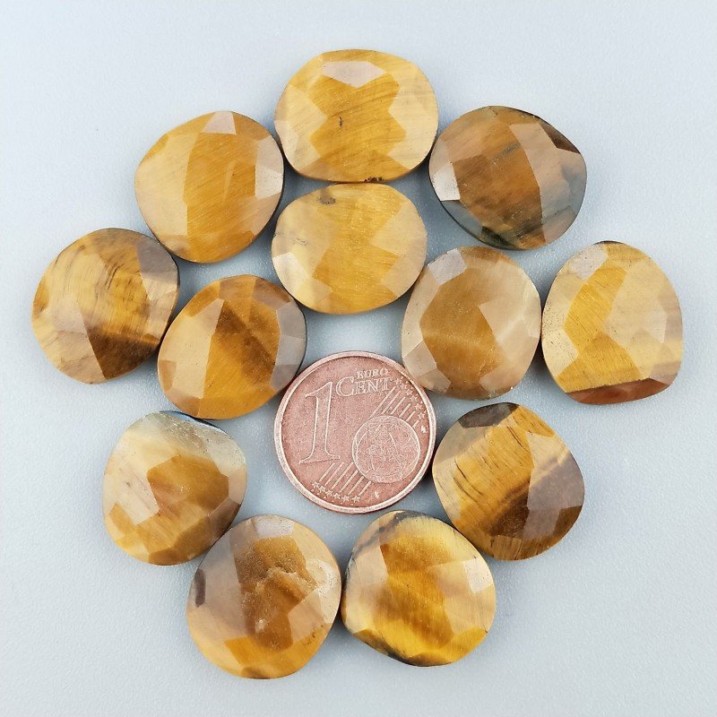 Briolette di Occhio di Tigre, Forma Irregolare, Sfaccettata a Mano, 12-16 mm