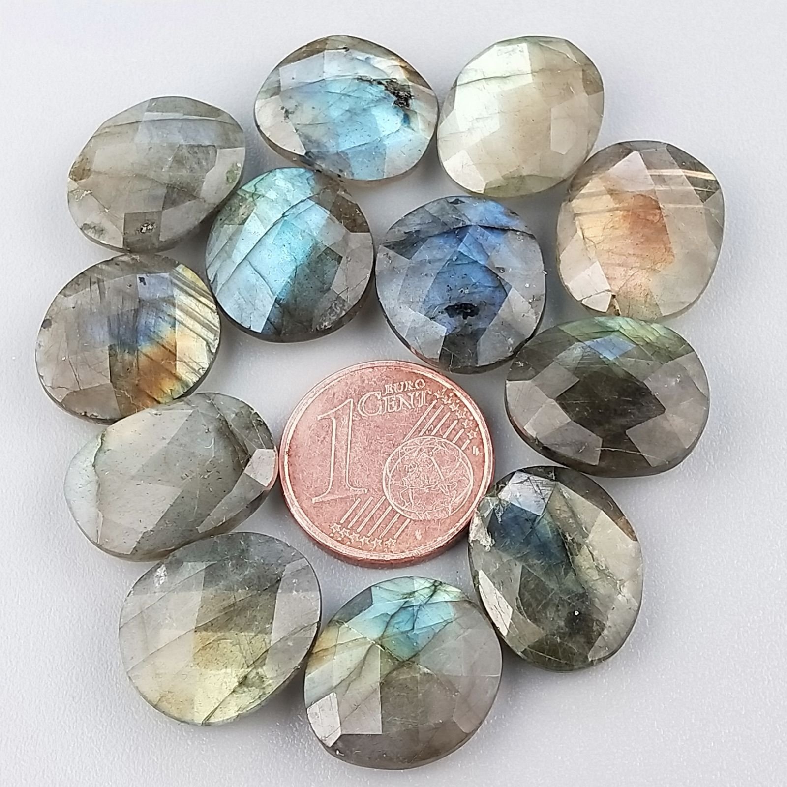 Labradorite Briolette Forma Irregolare Sfaccettato Fatto a Mano 12-16mm 1pz