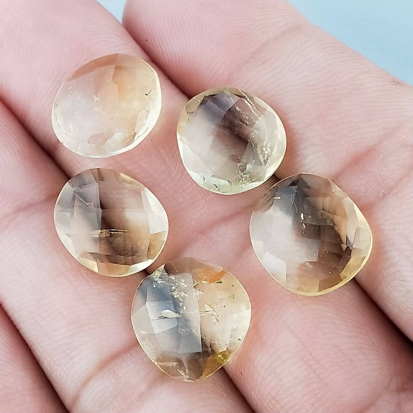 Quarzo Citrino Briolette Forma Irregolare Sfaccettato Fatto a Mano 12-16mm 1pz