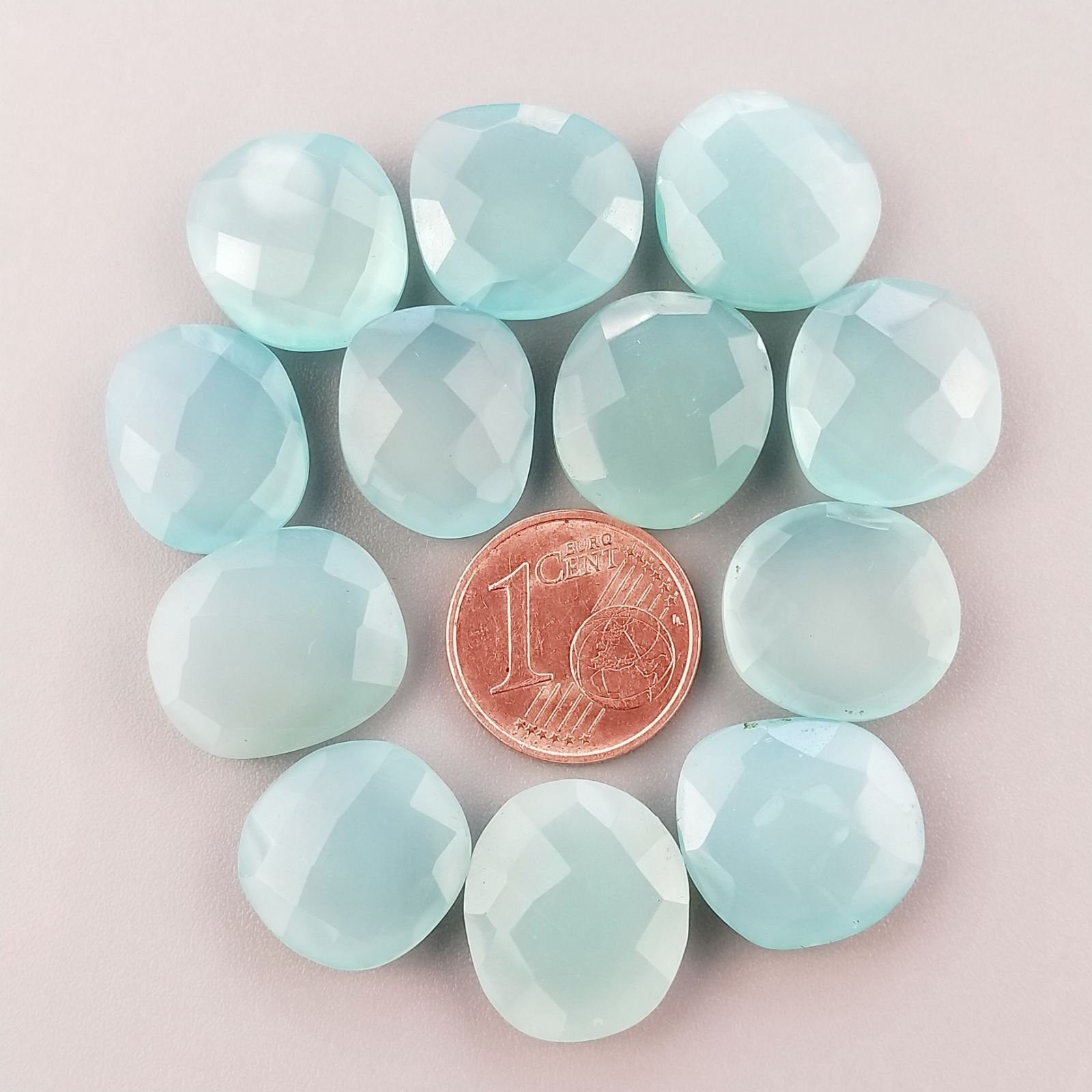 Calcedonia Aqua Verde Briolette Forma Irregolare Sfaccettato Fatto a Mano 12-16mm 1pz