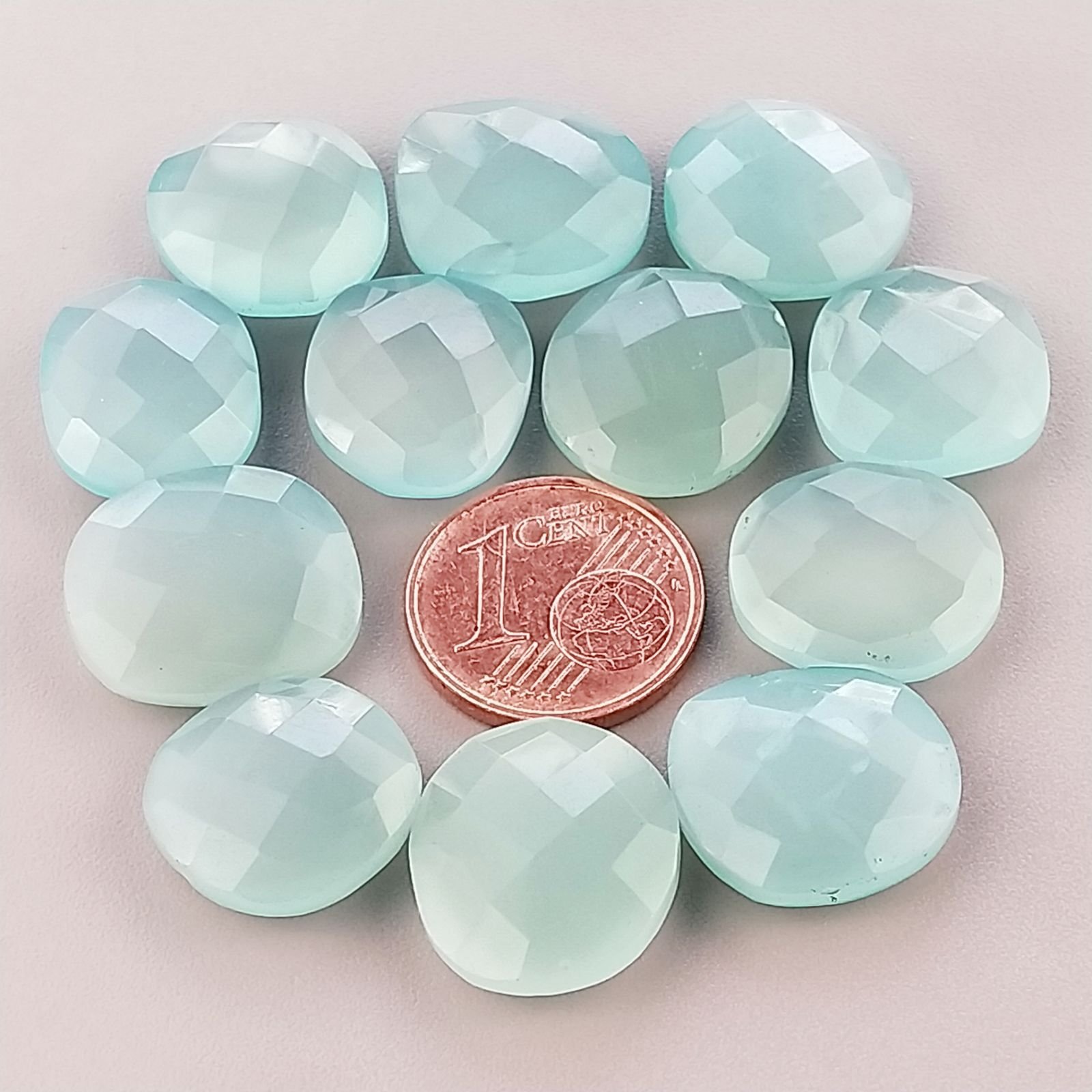 Calcedonia Aqua Verde Briolette Forma Irregolare Sfaccettato Fatto a Mano 12-16mm 1pz