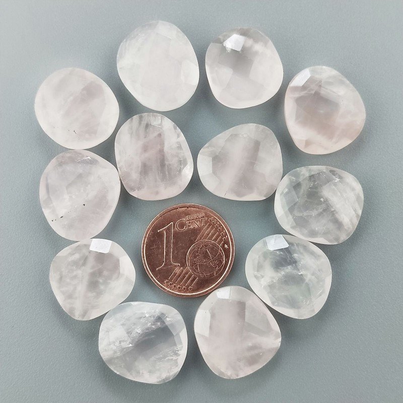 Briolette di Quarzo Rosa, Forma Irregolare, Sfaccettata a Mano, 12-16 mm