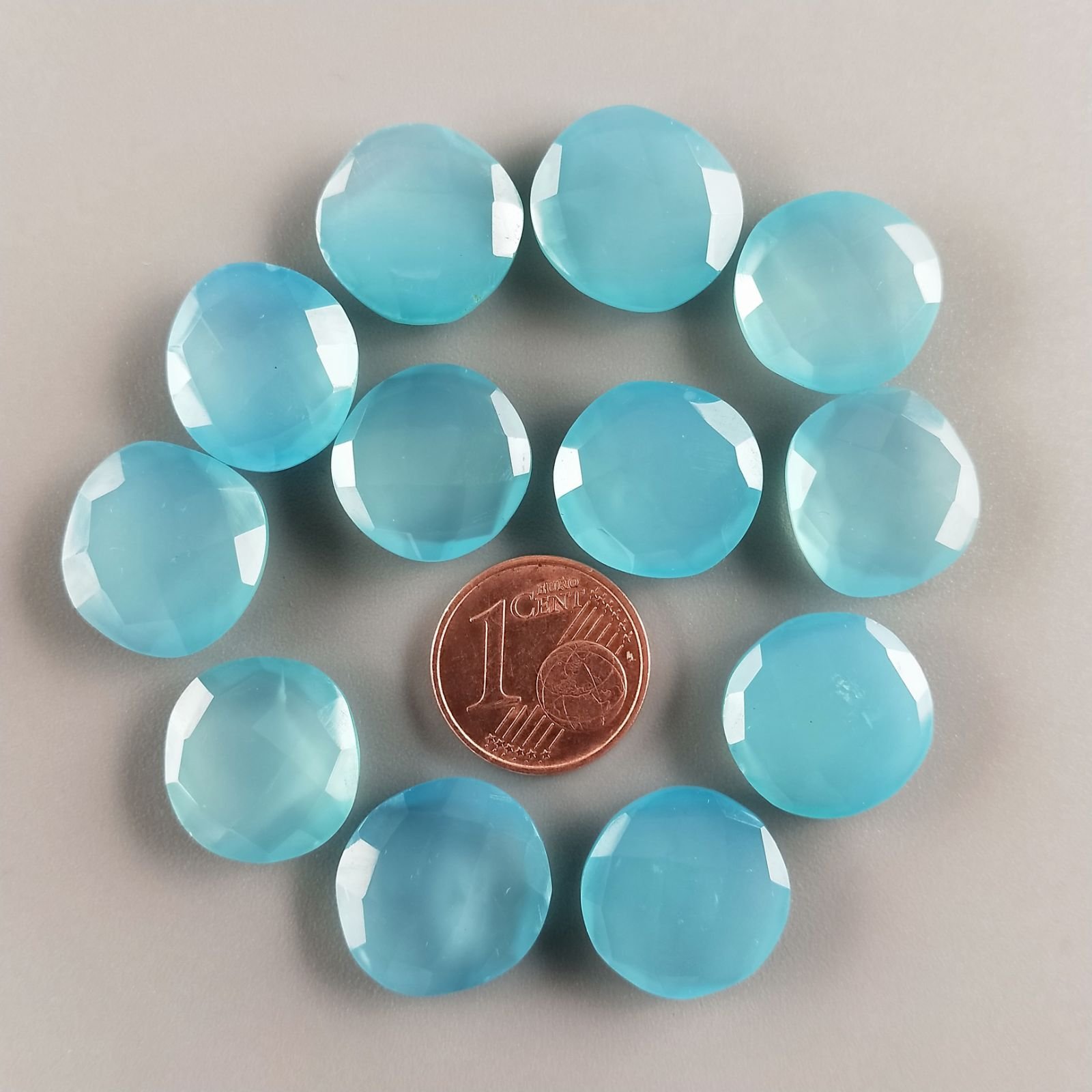 Calcedonia Blu Briolette Forma Irregolare Sfaccettato Fatto a Mano 12-16mm 1pz