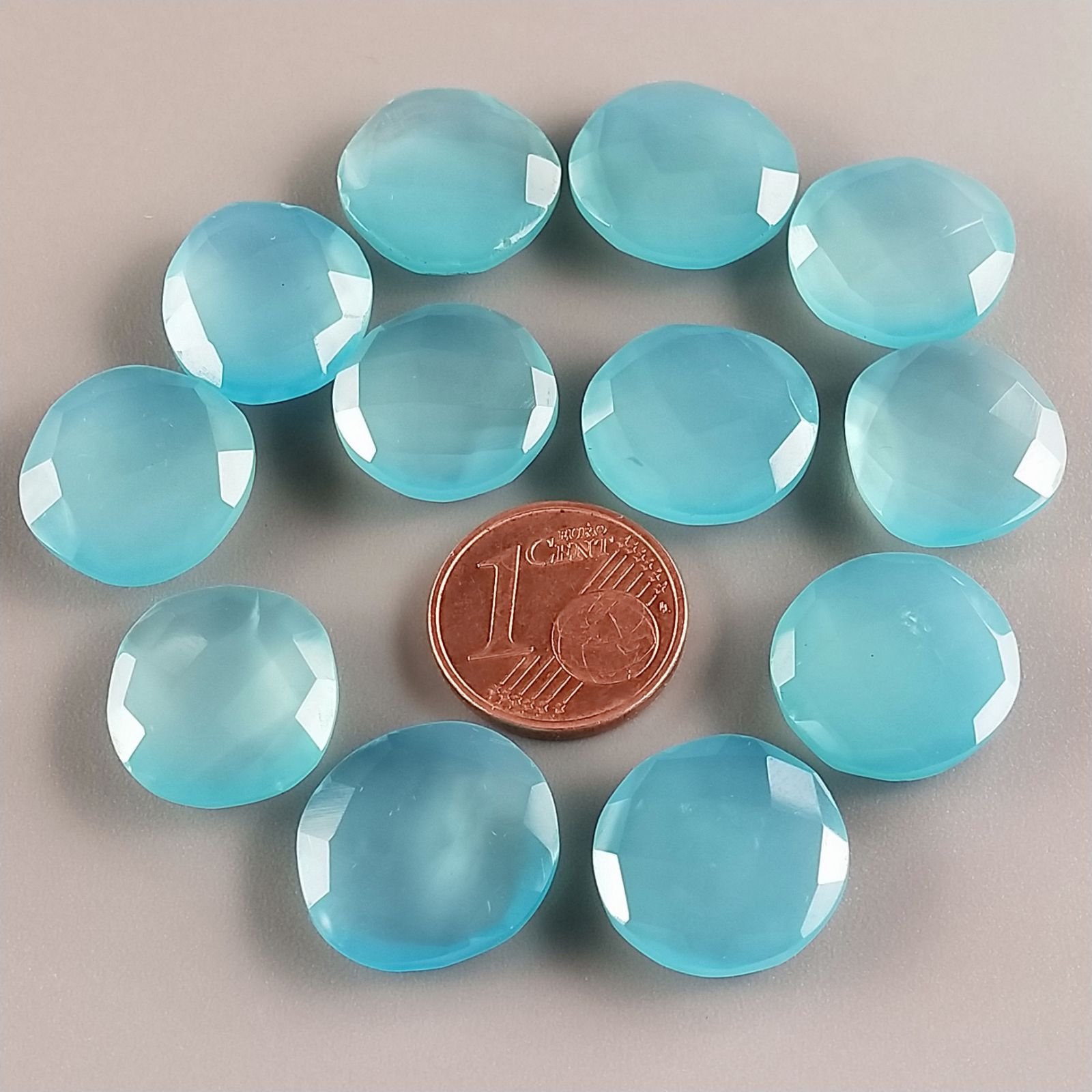 Calcedonia Blu Briolette Forma Irregolare Sfaccettato Fatto a Mano 12-16mm 1pz
