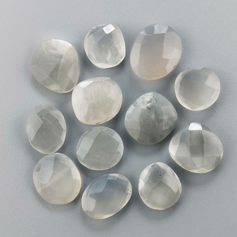 Pietra di Luna Bianco Grigio Briolette Forma Irregolare Sfaccettato Fatto a Mano 12-14mm 1pz