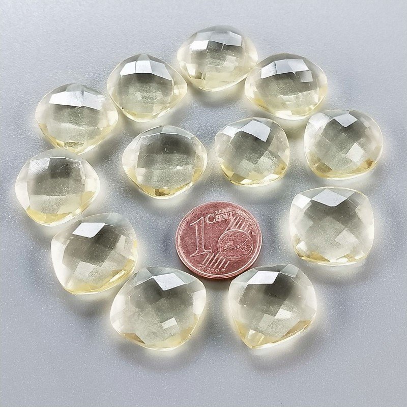 Briolette di Quarzo Limone Idrotermale, Forma Irregolare, Sfaccettata a Mano, 12-16 mm