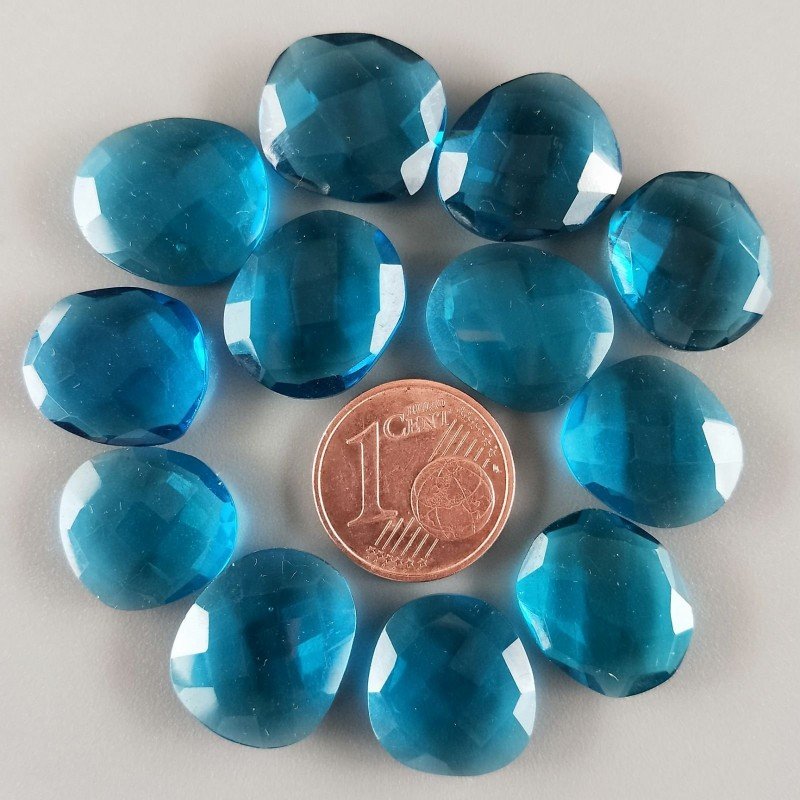 Briolette di Apatite Paraiba Blu Idrotermale, Forma Irregolare, Sfaccettata a Mano, 12-16 mm