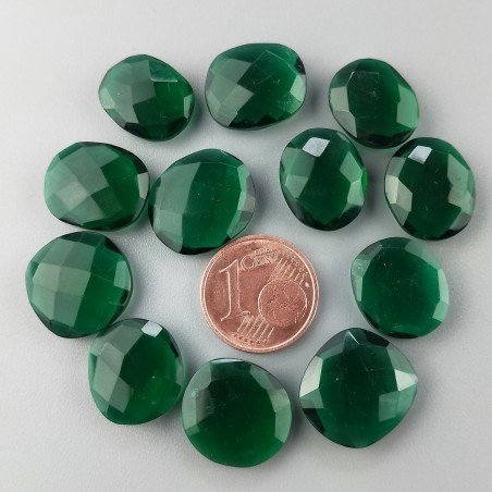 Briolette di Quarzo Verde Smeraldo Idrotermale, Forma Irregolare, Sfaccettata a Mano, 12-16 mm