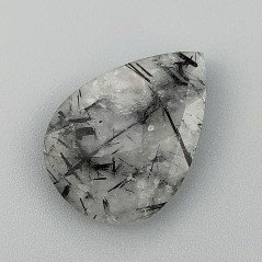 Quarzo Rutillato Nero Briolette Forma Goccia Piatta Sfaccetata Fatto a Mano 30X22mm 27,00Carati 1pz