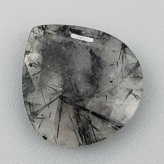 Quarzo Rutillato Nero Briolette Forma Cuore Piatta Sfaccetata Fatto a Mano 24X23mm 24,50Carati 1pz