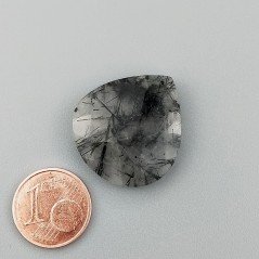 Quarzo Rutillato Nero Briolette Forma Cuore Piatta Sfaccetata Fatto a Mano 24X23mm 24,50Carati 1pz