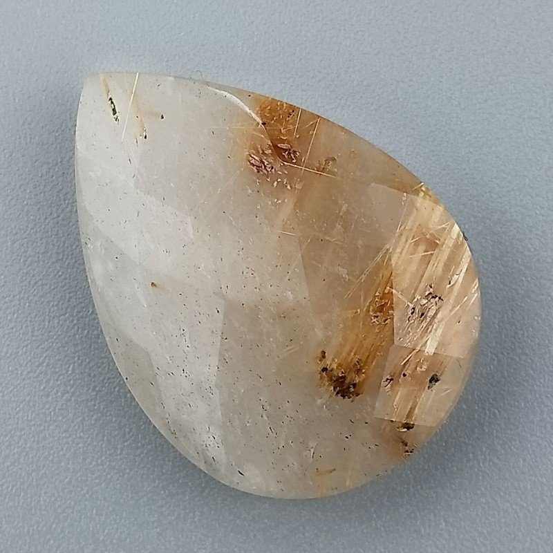 Quarzo Rutillato Oro Briolette Forma Goccia Piatta Sfaccetata Fatto a Mano 30X22mm 32,00 Carati 1pz