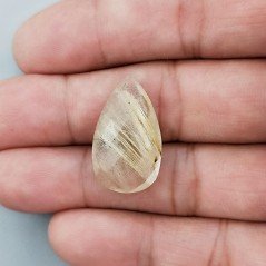 Quarzo Rutillato Oro Briolette Forma Goccia Piatta Sfaccetata Fatto a Mano 25X15mm 14,25 Carati 1pz
