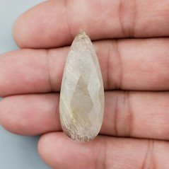 Quarzo Rutillato Oro Briolette Forma Goccia Piatta Sfaccetata Fatto a Mano 38X15mm 21,65 Carati 1pz