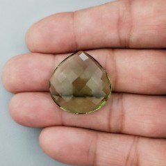 Briolette di Ametista Verde Prasiolite Idrotermale, Forma Tondo, Sfaccettata a Mano, 25 mm, 25,25 ct