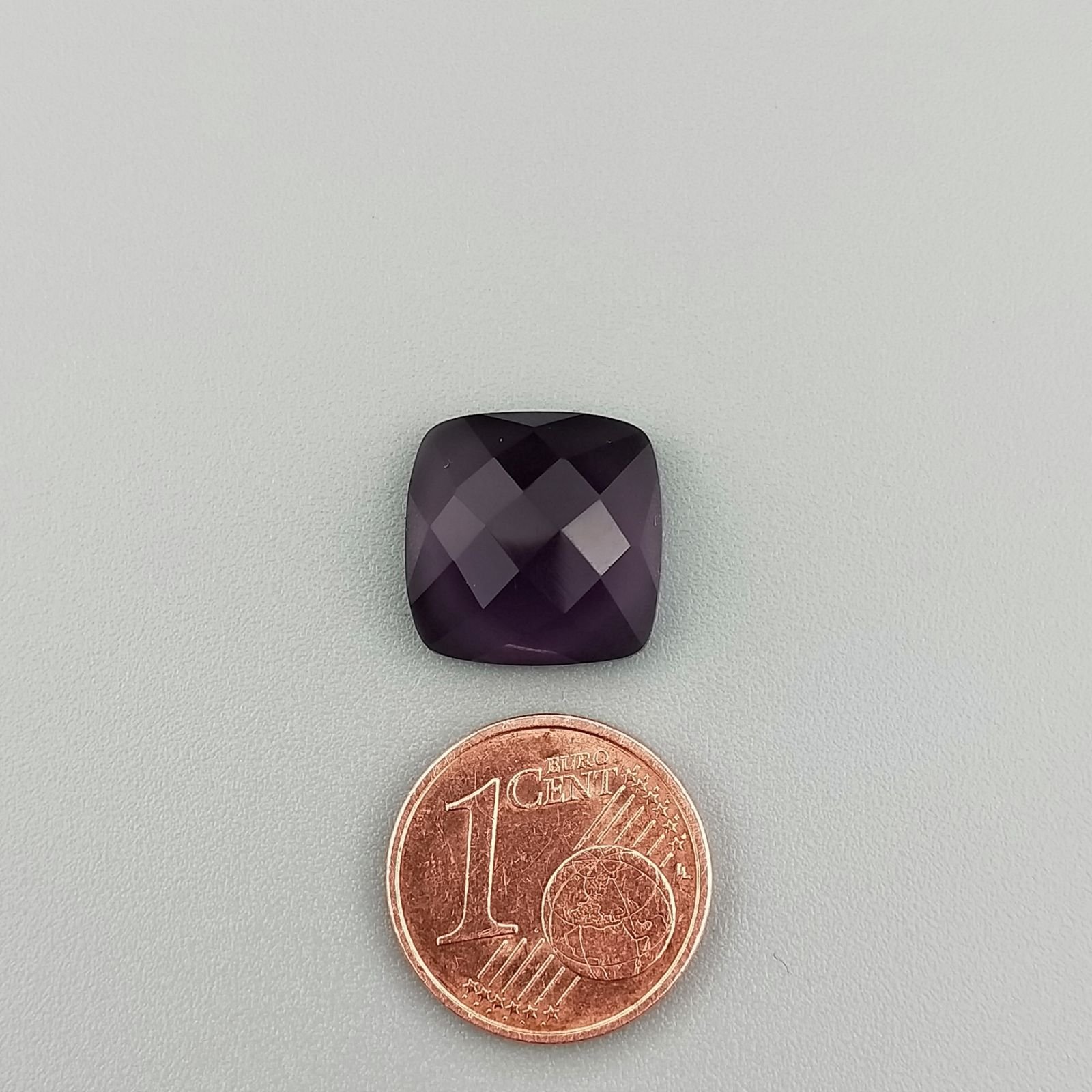 Ametista Idrotermale Cabochon Forma Quadrato Sfaccettato Fatto a Mano 13mm 7,80 Carati 1pz