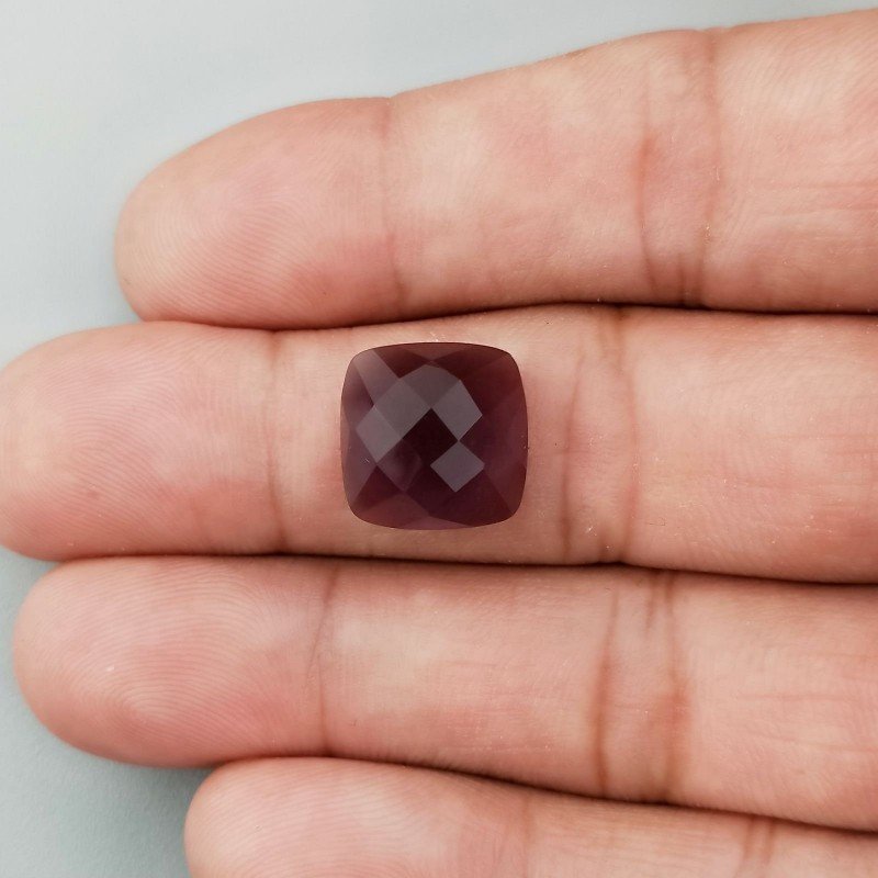 Ametista Idrotermale Cabochon Forma Quadrato Sfaccettato Fatto a Mano 13mm 7,80 Carati 1pz