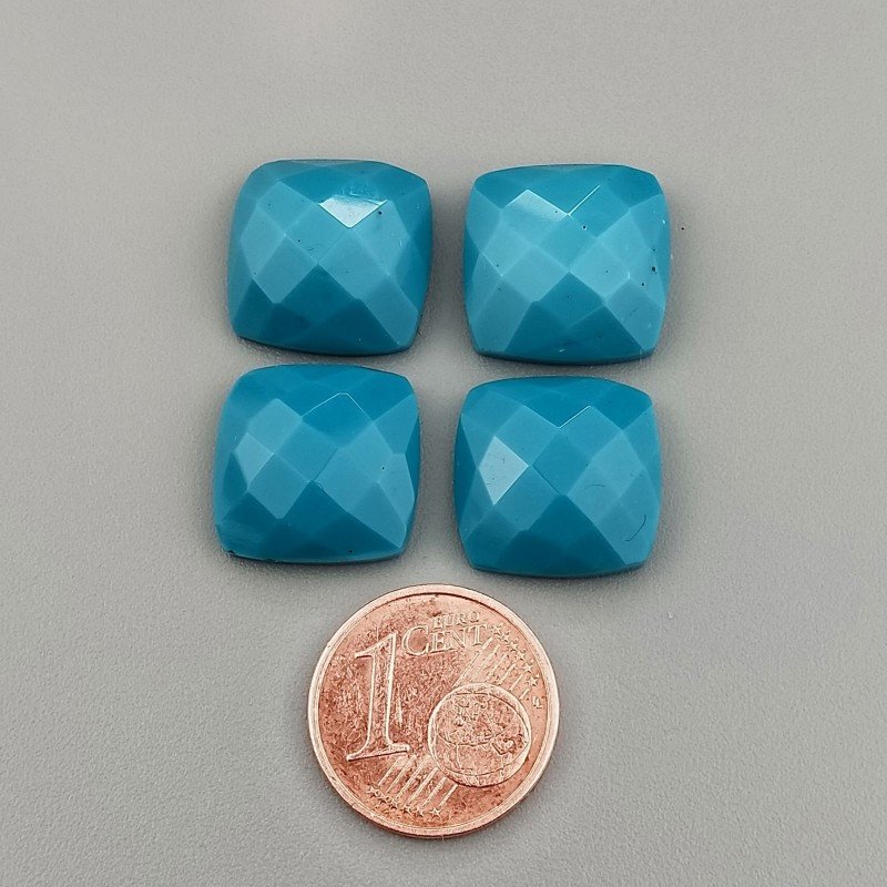 Turchese Idrotermale Cabochon Forma Quadrato Sfaccettato Fatto a Mano 14mm 1pz 9,00 Carati 1pz