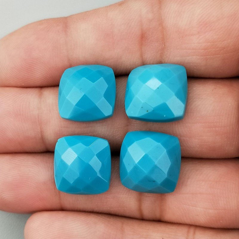 Turchese Idrotermale Cabochon Forma Quadrato Sfaccettato Fatto a Mano 14mm 1pz 9,00 Carati 1pz