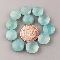 Calcedonia Aqua Verde Briolette Forma Tondo Piatto Sfaccettato Fatto a Mano 10mm 1pz