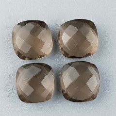 Quarzo Fume Idrotermale Briolette Forma Quadrato Sfaccettato Fatto a Mano 12mm 1pz