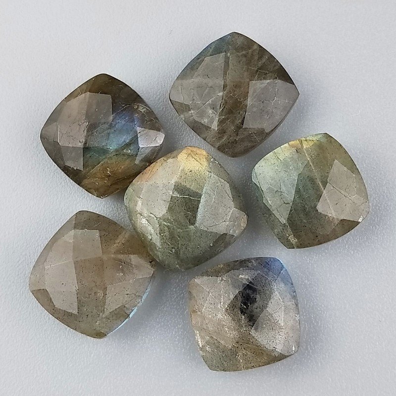 Labradorite Naturale Briollette Forma Quadrato Piatto Sfaccettato Fatto a Mano 12mm 1pz