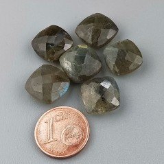Labradorite Naturale Briollette Forma Quadrato Piatto Sfaccettato Fatto a Mano 12mm 1pz