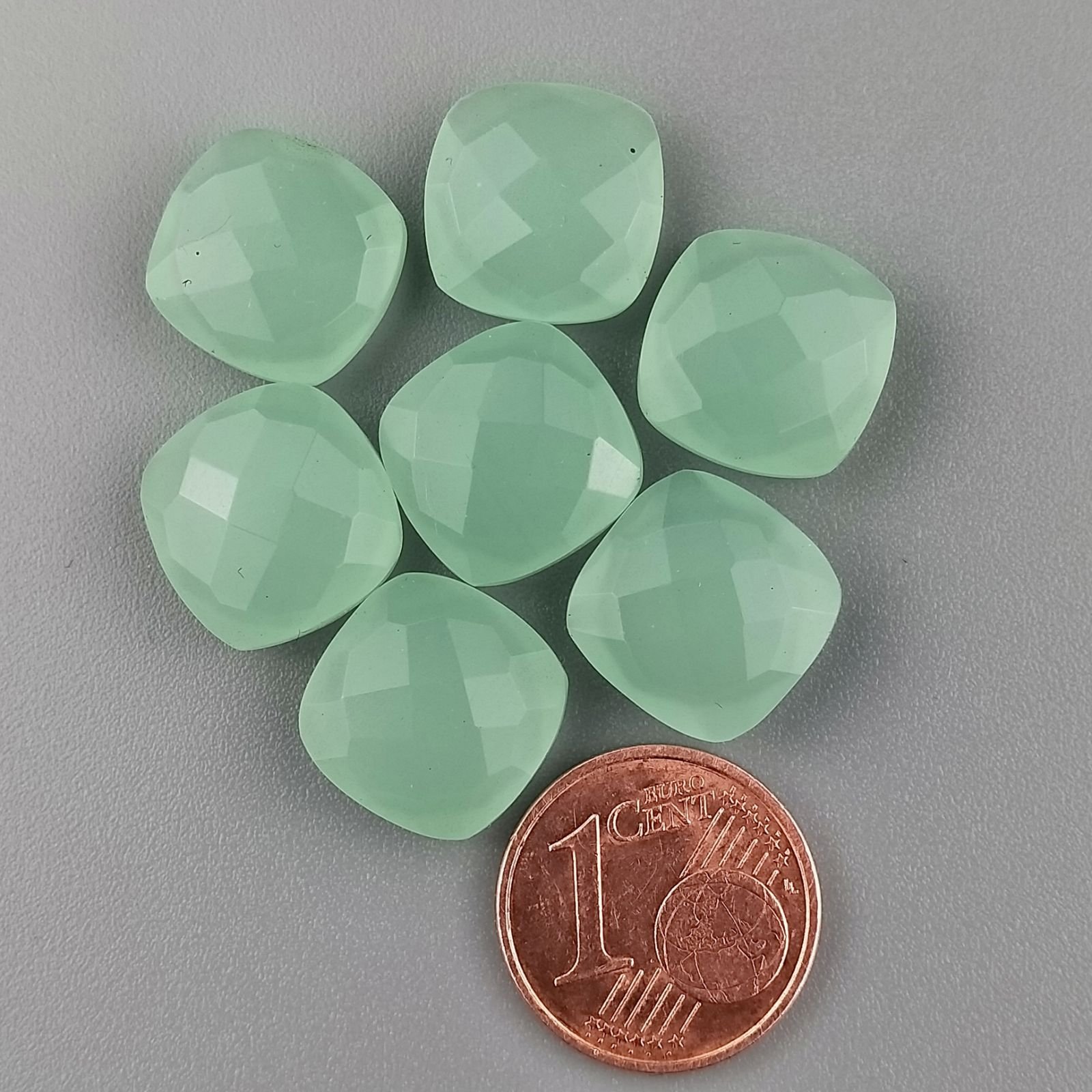 Calcedonia Aqua Verde Briolette Forma Quadrato Sfaccettato Fattoa Mano 12mm 1pz