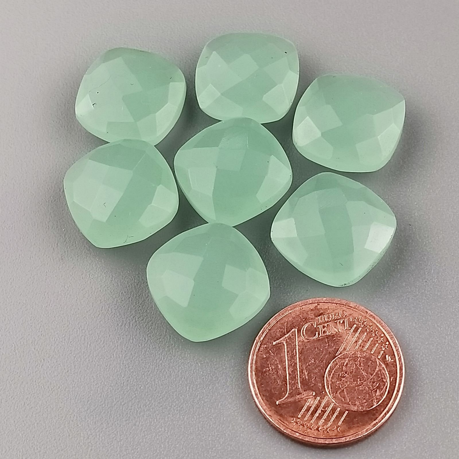 Calcedonia Aqua Verde Briolette Forma Quadrato Sfaccettato Fattoa Mano 12mm 1pz